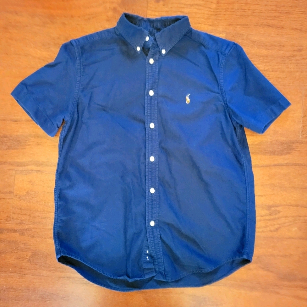 Boys L (14/16) Ralph Lauren Navy Button Down